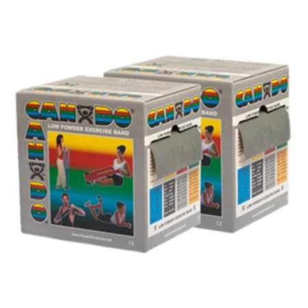 Cando International Low Powder Exercise Band, 100 yards - Silver, 2X Heavy, 2PK CanDo-10-5496